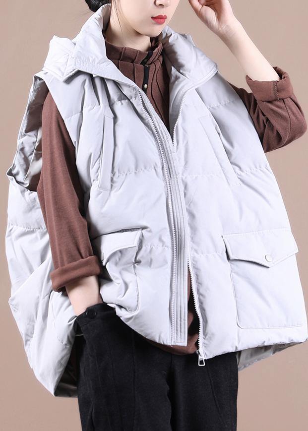 New Snow Jackets Jackets Light Gray Stand Collar Pockets Duck Down Vest