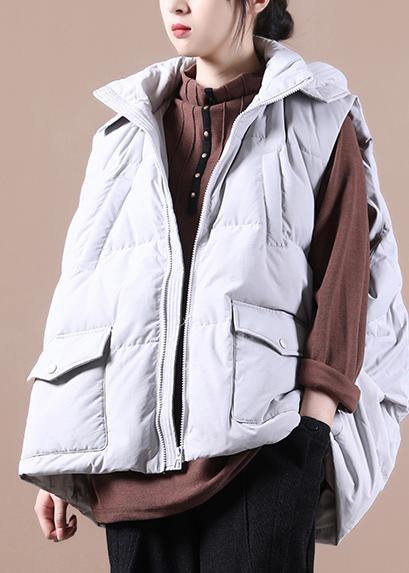 New Snow Jackets Jackets Light Gray Stand Collar Pockets Duck Down Vest