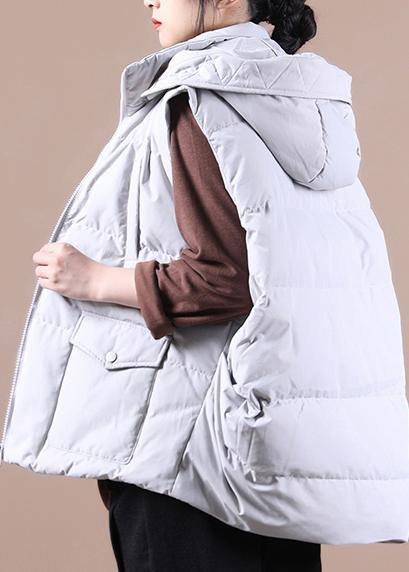 New Snow Jackets Jackets Light Gray Stand Collar Pockets Duck Down Vest