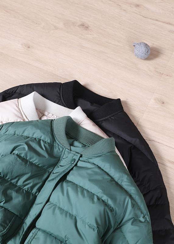 New Winter Jacket Coats Beige Large Pockets Down Jacket Woman