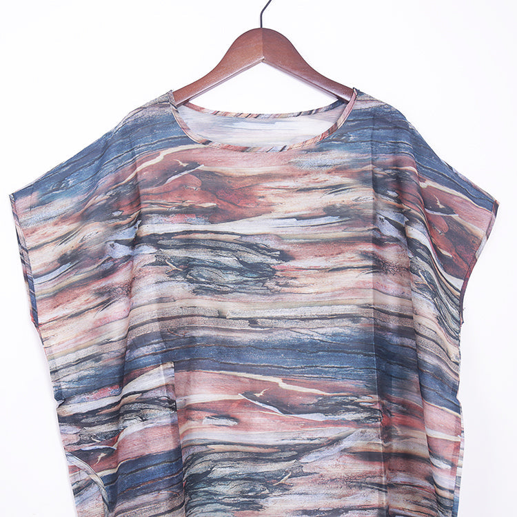 New Prints Natural Blended Dress Clothing O Neck Blended Maxi Dress Boutique Short Sleeve Blended Caftans