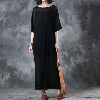 New Pure Linen Tops Lacing Knitting Dress Black Two Pieces With Suspenders