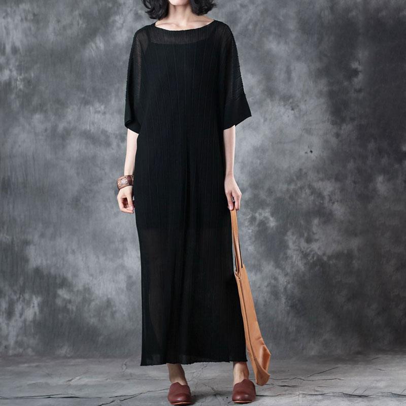New Pure Linen Tops Lacing Knitting Dress Black Two Pieces With Suspenders