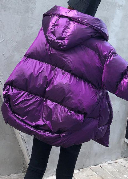 New Purple Parkas for Winter Hooded Pockets Outwear
