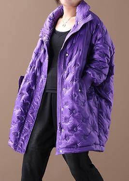 New Purple Duck Down Coat Down Jacket Winter Coats Stand Collar Zippered