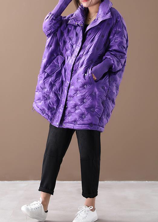 New Purple Duck Down Coat Down Jacket Winter Coats Stand Collar Zippered