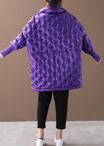 New Purple Duck Down Coat Down Jacket Winter Coats Stand Collar Zippered