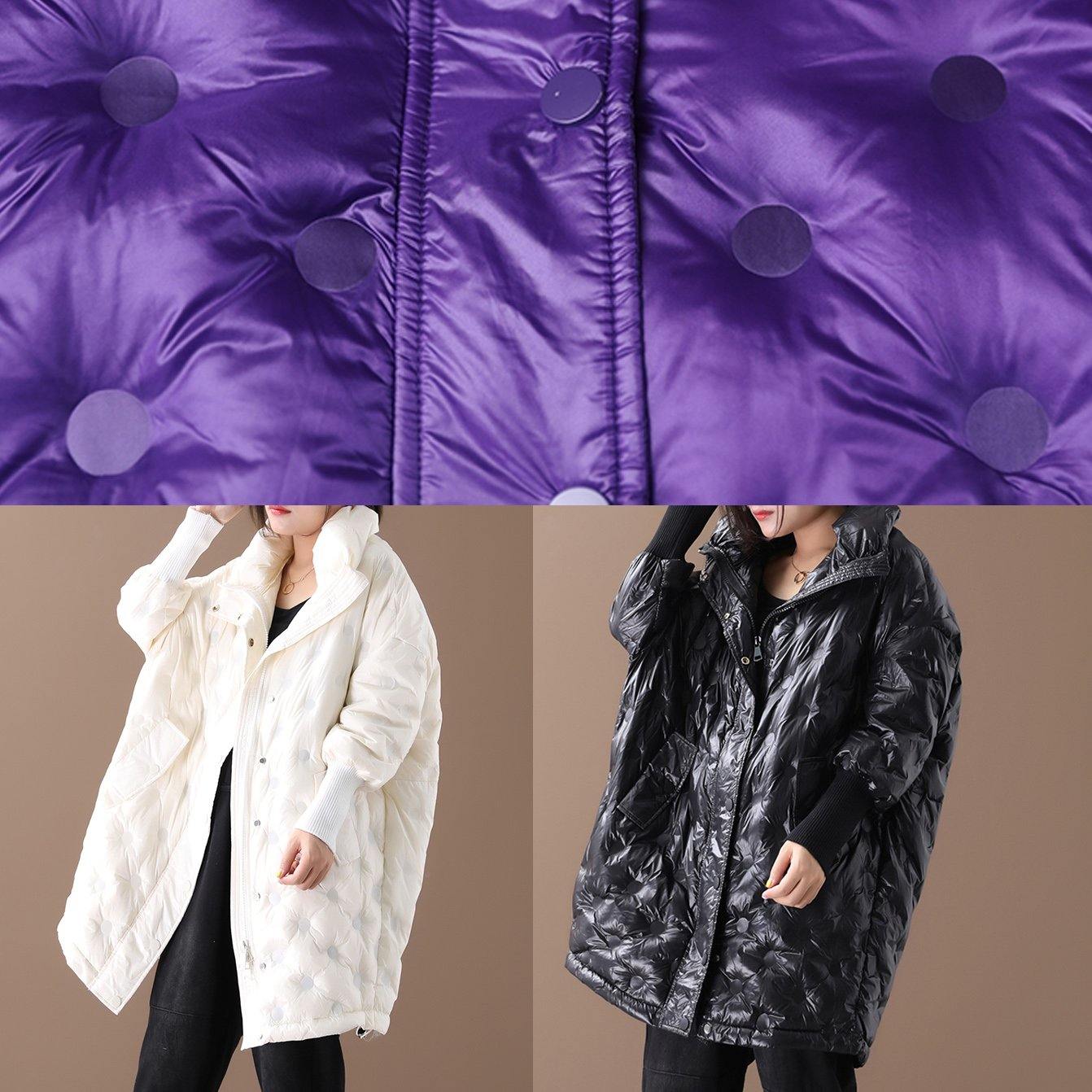 New Purple Duck Down Coat Down Jacket Winter Coats Stand Collar Zippered