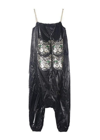 New Red Tide Straps Trousers Embroidery Cat Head Loose Jumpsuit Female Summer Strap Pants