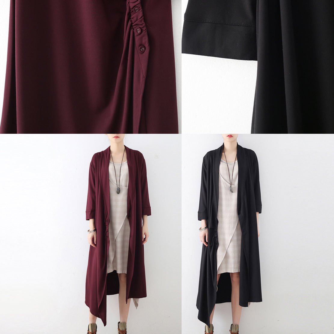 New Side Closure Cotton Cardigans Long Maxi Coats Causal Clothing Original