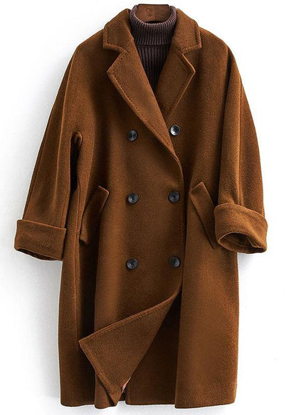 New Coats Double Breast Coat Red Notched Woolen Overcoat
