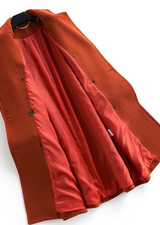 New Coats Double Breast Coat Red Notched Woolen Overcoat