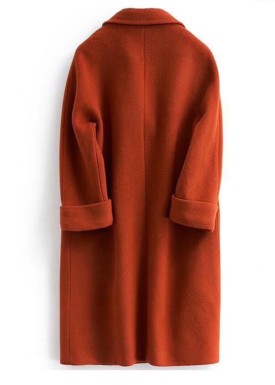 New Coats Double Breast Coat Red Notched Woolen Overcoat