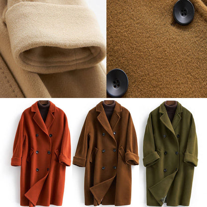 New Coats Double Breast Coat Red Notched Woolen Overcoat