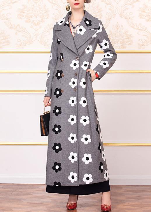 New Long Coats Back Open Jacket Gray Double Breast Woolen Coats