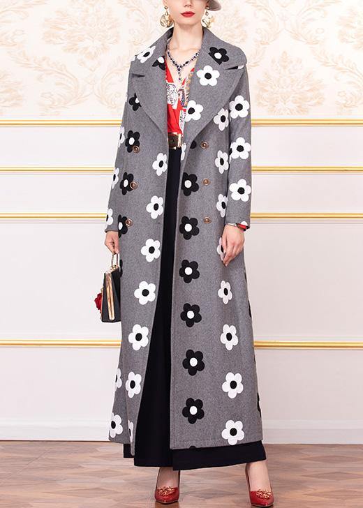 New Long Coats Back Open Jacket Gray Double Breast Woolen Coats