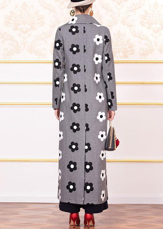New Long Coats Back Open Jacket Gray Double Breast Woolen Coats