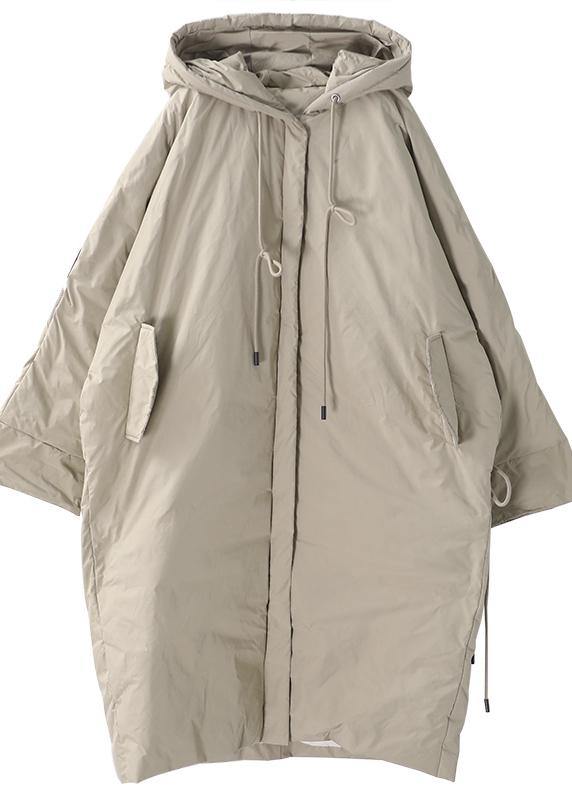 New Winter Jacket Black Hooded Zippered Goose Down Coat