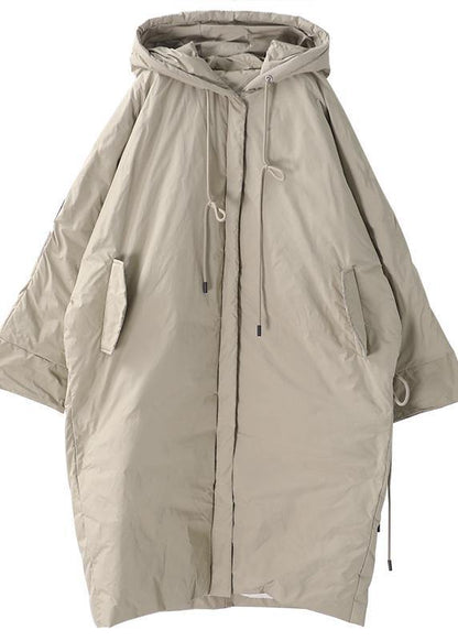 New Winter Jacket Black Hooded Zippered Goose Down Coat