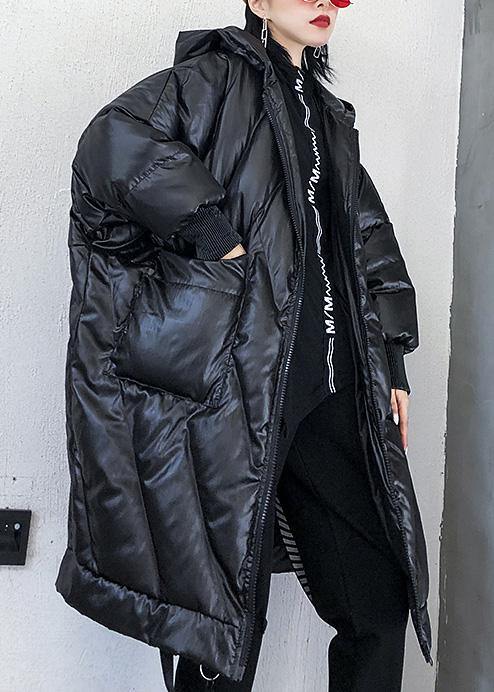 New Winter Jacket Loose Hooded Winter Coats Black Thick Pockets Coat