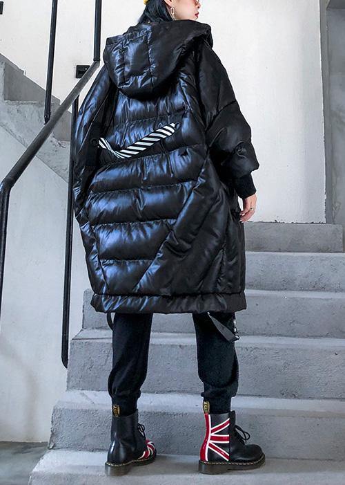 New Winter Jacket Loose Hooded Winter Coats Black Thick Pockets Coat