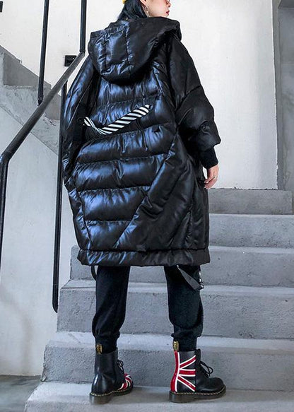 New Winter Jacket Loose Hooded Winter Coats Black Thick Pockets Coat