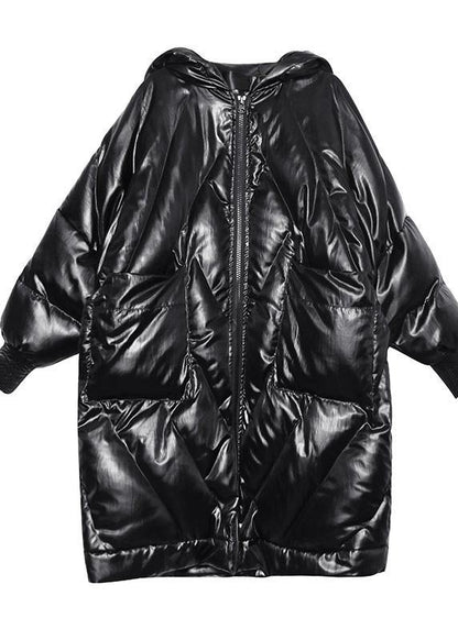 New Winter Jacket Loose Hooded Winter Coats Black Thick Pockets Coat