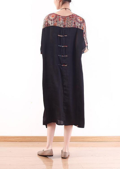New Versatile Large Size Irregular Red Printed Silk Loose and Thin Dress
