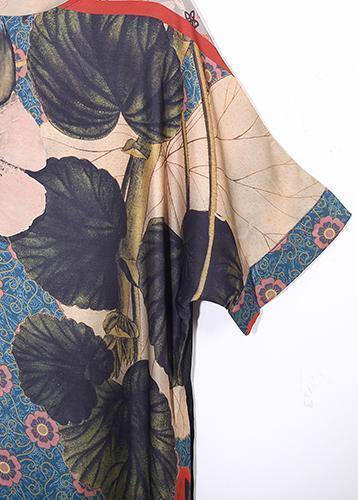 New Versatile Large Size Irregular Red Printed Silk Loose and Thin Dress