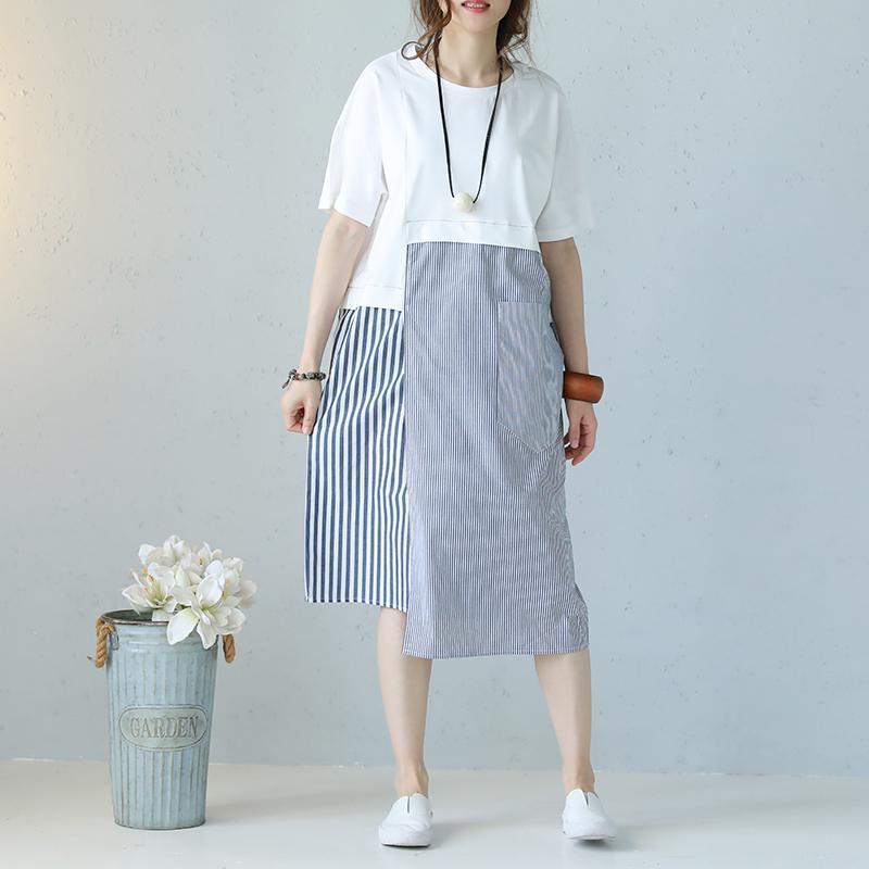 New White Long Linen Dress Clothing Patchwork Linen Maxi Dress Asymmetric Hem Kaftans