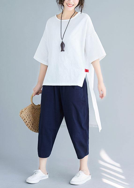 New Color Five-point Sleeves White Shirt Harem Pants Two-piece