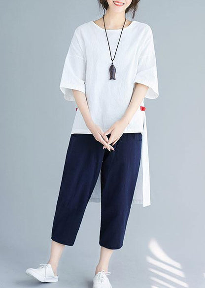 New Color Five-point Sleeves White Shirt Harem Pants Two-piece