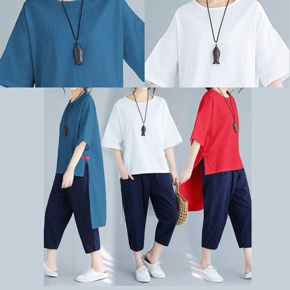 New Color Five-point Sleeves White Shirt Harem Pants Two-piece