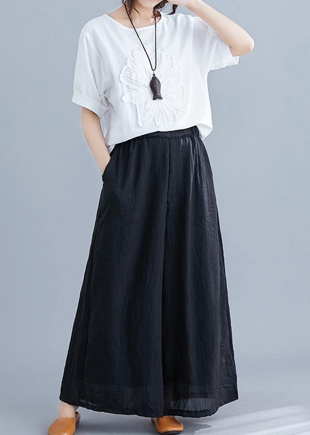 New Trousers Retro Literary Cotton and Linen Black Trousers