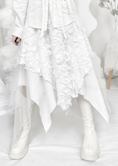 Novelty Black Asymmetrical Hole Tulle a Line Skirt Fall