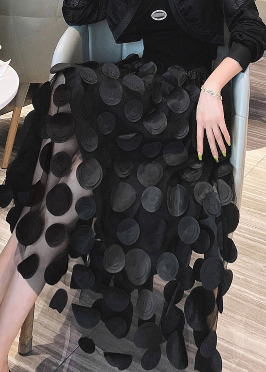 Novelty Black Elastic Waist Tulle a Line Skirts Summer