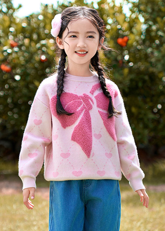 Novelty Purple O-neck Print Cotton Knit Sweater Spring