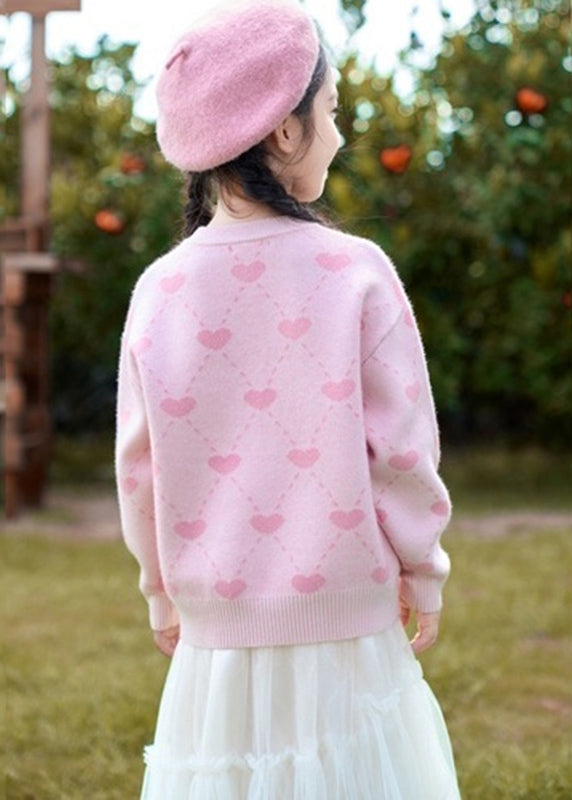 Novelty Purple O-neck Print Cotton Knit Sweater Spring
