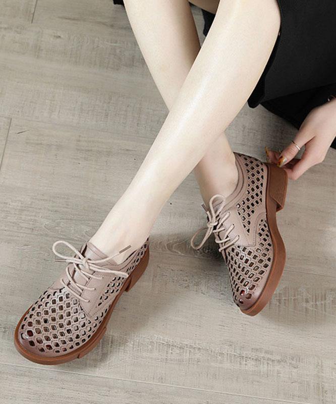 Nude Flat Shoes for Genuine Leather Boutique Cross Strap Flat Shoes