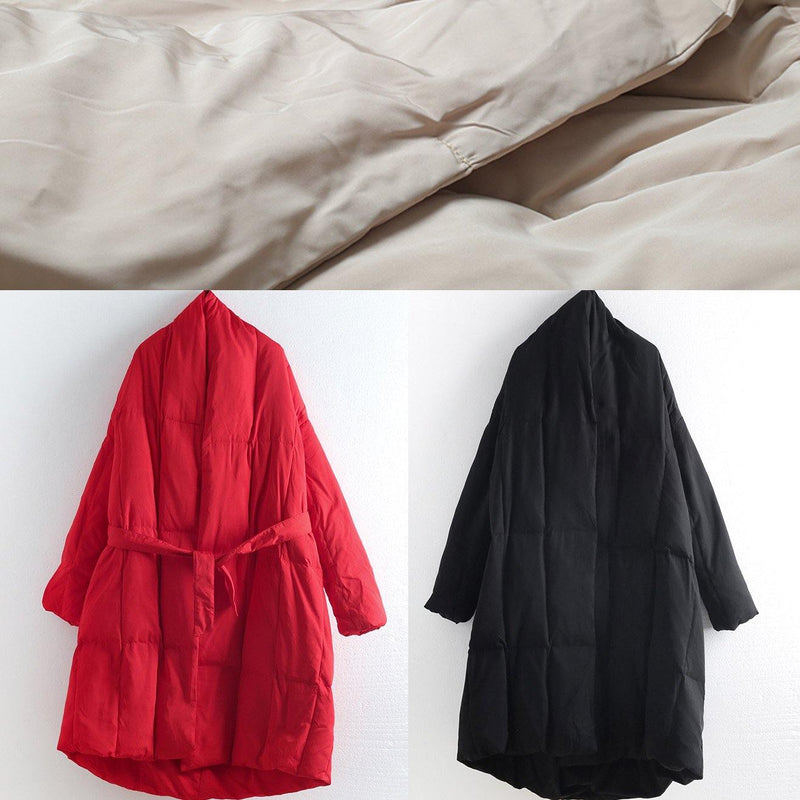 Nude Original Design Literary Thickening Retro White Duck Down Coat Long Over-the-knee Down Jacket