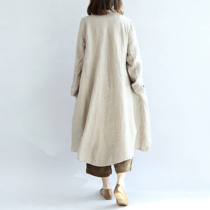 Nude Embroidered Linen Dresses Oversized Caftans Linen Gown Long Dress