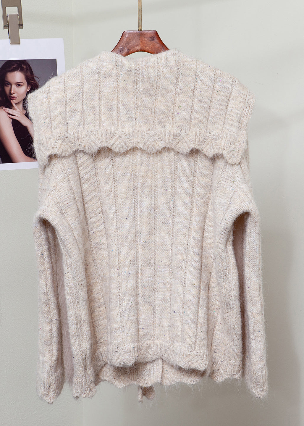 Oatmeal Patchwork Knit Winter Sweaters Fox Fur