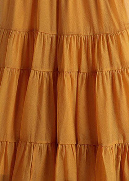 Orange Elastic Waist Tulle a Line Skirts Summer
