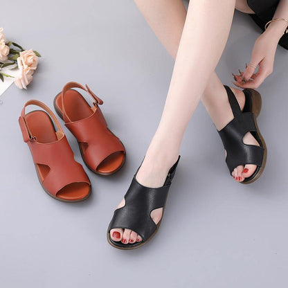 Orange Walking Sandals Genuine Leather Water Sandals