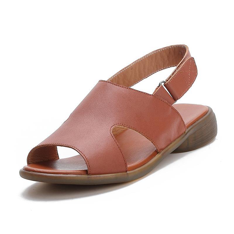 Orange Walking Sandals Genuine Leather Water Sandals