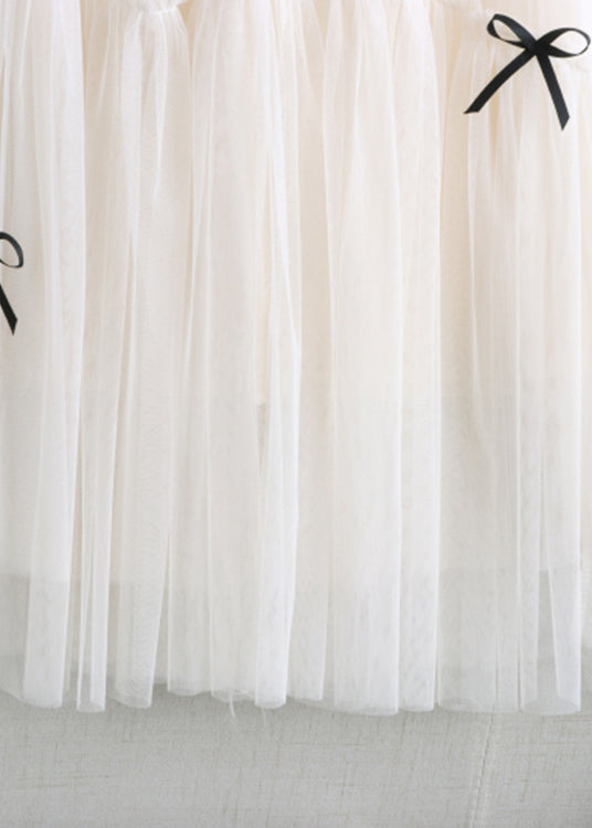 Organic Apricot Elastic Waist Tulle a Line Skirts Fall