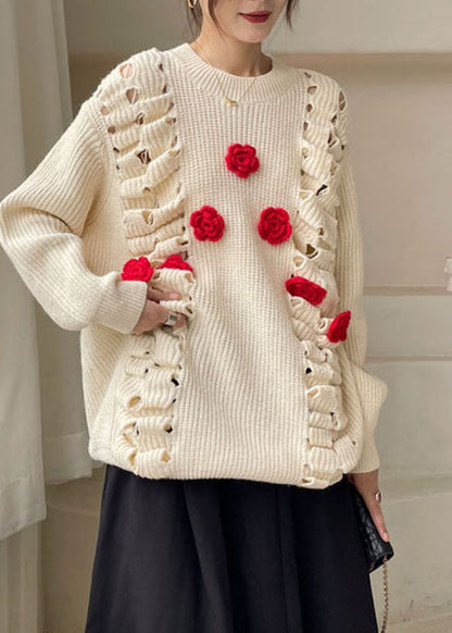 Organic Apricot Hollow Out Knit Sweaters Winter