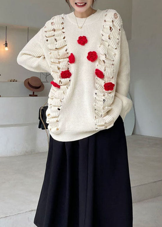 Organic Apricot Hollow Out Knit Sweaters Winter