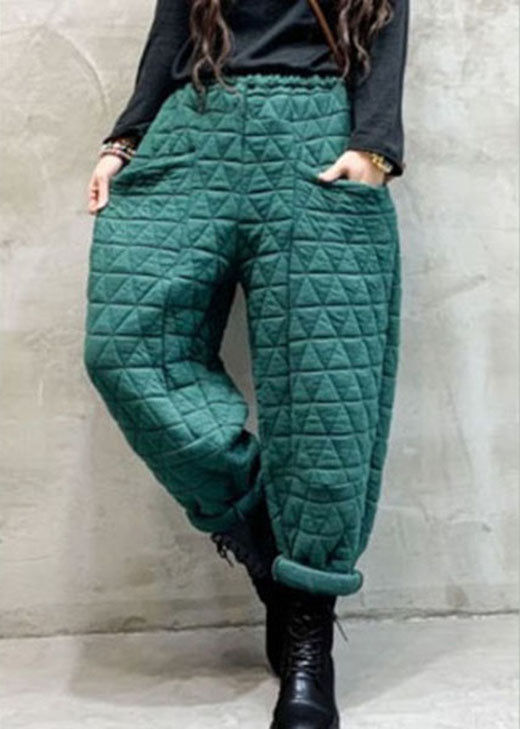 Organic Black Elastic Waist Thick Pockets Winter Pants