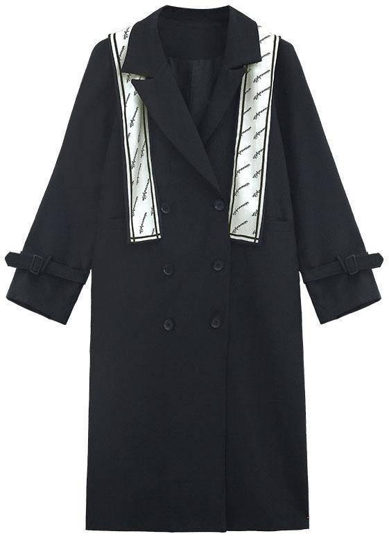 Organic Black Peter Pan Collar Button Pockets Fall Top Long Sleeve